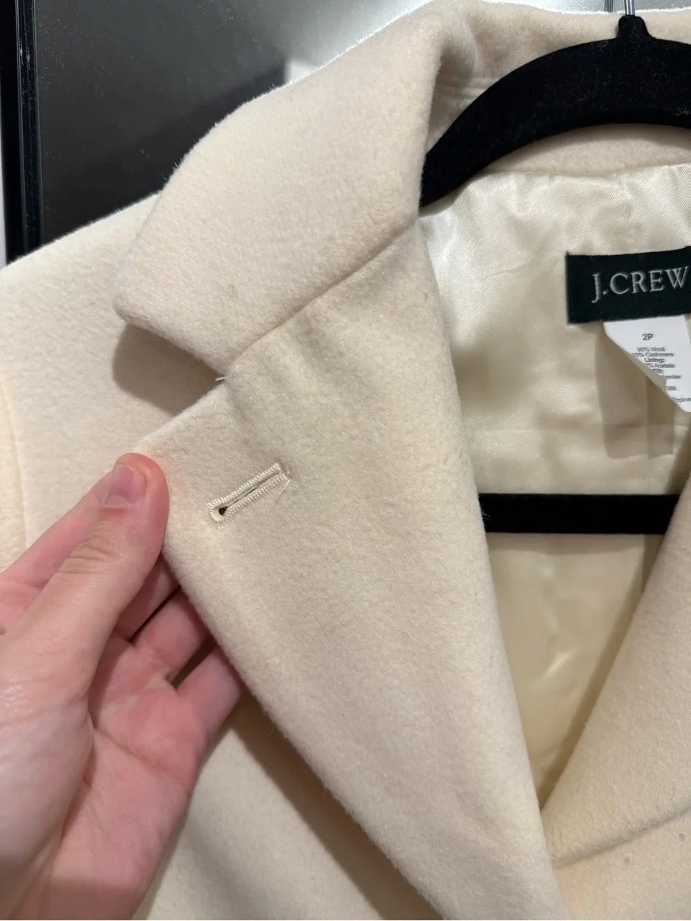 J. Crew Cream Single-Breasted Wool Trench Coat